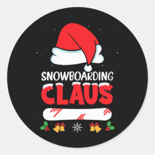 Snowboarding Claus Santa Hat Funny Snowboard Snowb Classic Round Sticker