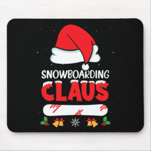Snowboarding Claus Santa Hat Funny Snowboard Snowb Mouse Pad