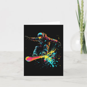 Snowboarding Color Paint Splash Snowboarder Downhi Card