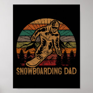 Snowboarding Dad Sunset Snowboard Gift Winter Snow Poster