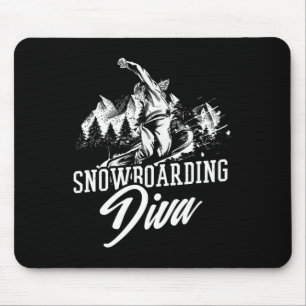 Snowboarding Diva Freestyle Winter Mouse Pad