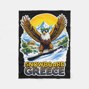 Snowboarding Eagle In Greece Scenic  Fleece Blanket