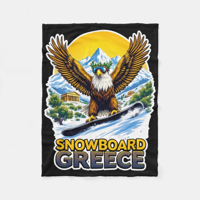 Snowboarding Eagle In Greece Scenic  Fleece Blanket (Front)