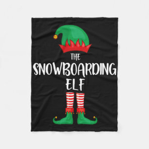 Snowboarding Elf Christmas Party Matching Family G Fleece Blanket