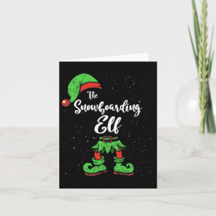 Snowboarding Elf Matching Family Christmas Pajama Card
