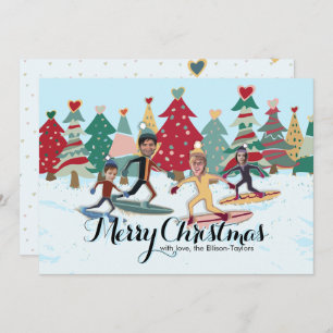 Snowboarding Family Christmas Card