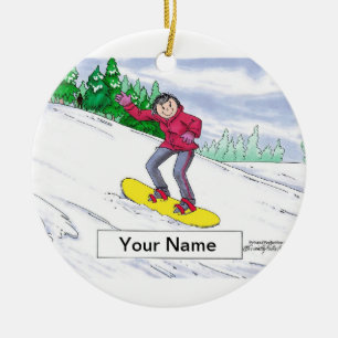 Snowboarding - Female Ceramic Tree Decoration