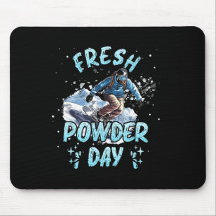 Snowboarding Fresh Powder Day Funny Snowboard Chil Mouse Pad