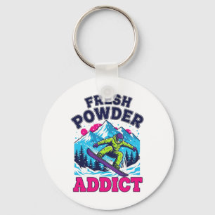 Snowboarding Fresh Powder Snow Cool Snowboarder Sk Key Ring