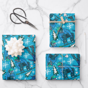 Snowboarding Fun Wrapping Paper Sheet
