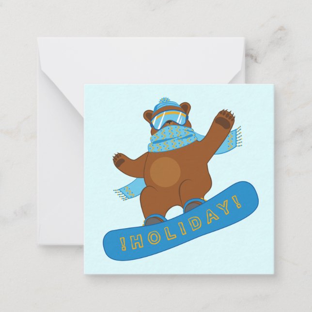 Snowboarding funny Bear Card (Front)