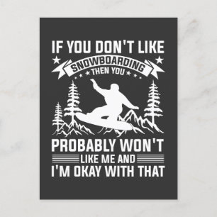 snowboarding funny sayings for enthusiast postcard