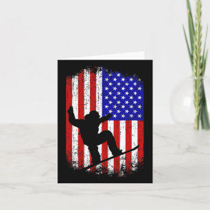 Snowboarding Gifts For Men Women Kid American Flag Card