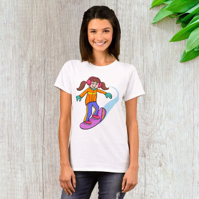 Snowboarding Girl Snow Fun T-Shirt (Creator Uploaded)