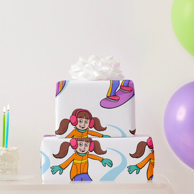 Snowboarding Girl Snow Fun Wrapping Paper (Creator Uploaded)