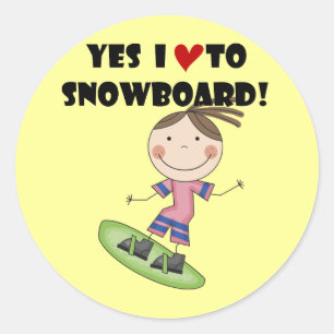Snowboarding Girl Tshirts and Gifts Classic Round Sticker