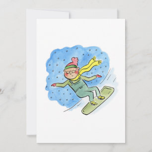 Snowboarding Grandad Invitation