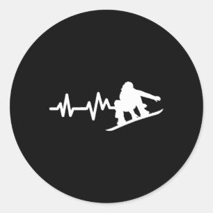 Snowboarding Heartbeat Snowboard Classic Round Sticker