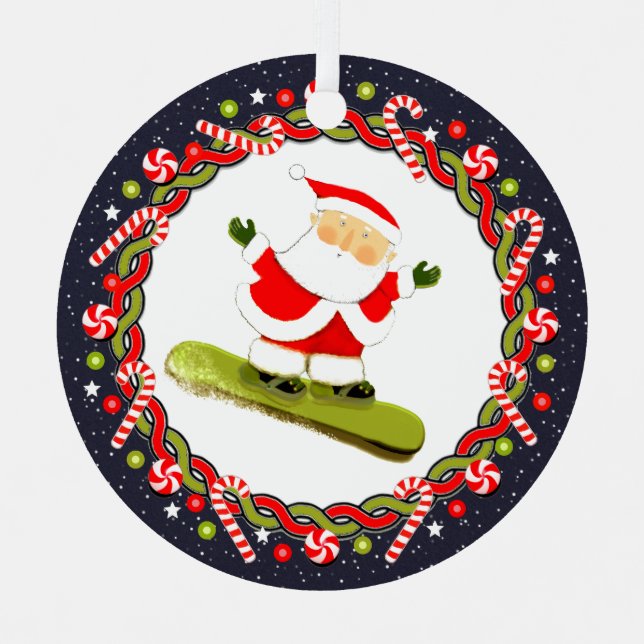 Snowboarding Holiday Gift Ceramic Ornament (Front)