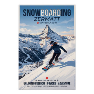 Snowboarding in Zermatt Poster
