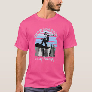 Snowboarding is My Therapy Cool Vintage Blue Sunse T-Shirt