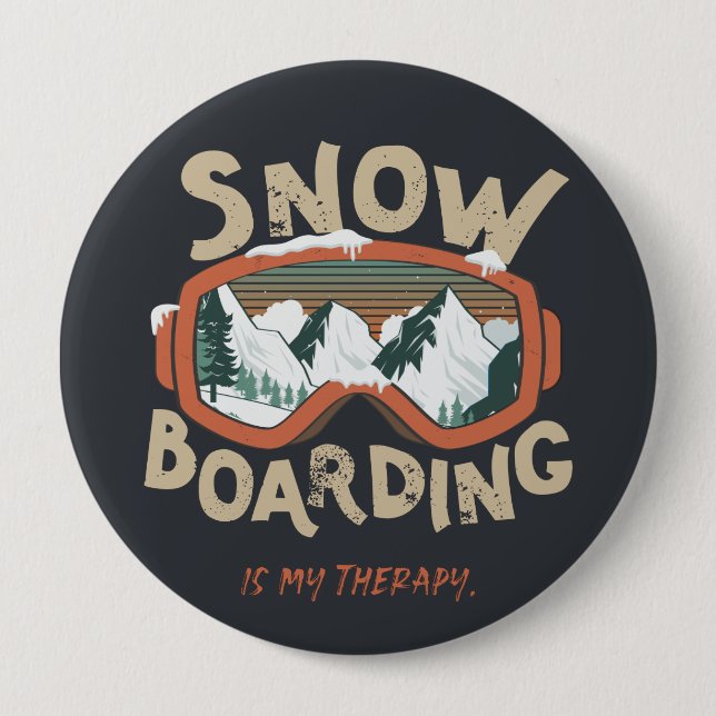 Snowboarding Is My Therapy - Winter Sport 10 Cm Round Badge (Front)