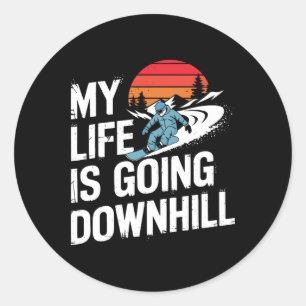 Snowboarding Lover Humour Design Funny Snowboarder Classic Round Sticker