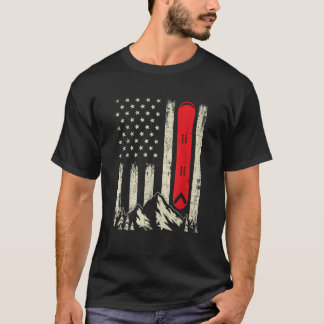Snowboarding Lover USA Flag Snowboarder Winterspor T-Shirt