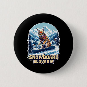 Snowboarding Lynx In Slovakia Adventure 6 Cm Round Badge