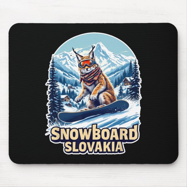 Snowboarding Lynx In Slovakia Adventure  Mouse Pad (Front)