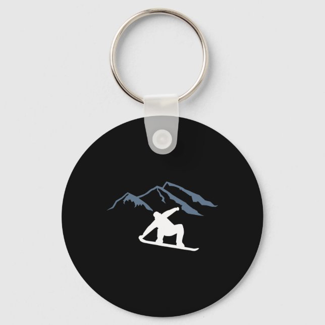 Snowboarding Mountains 1  Key Ring (Front)