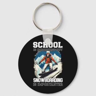 Snowboarding Mountains Snow Vacation Snowboard Ski Key Ring