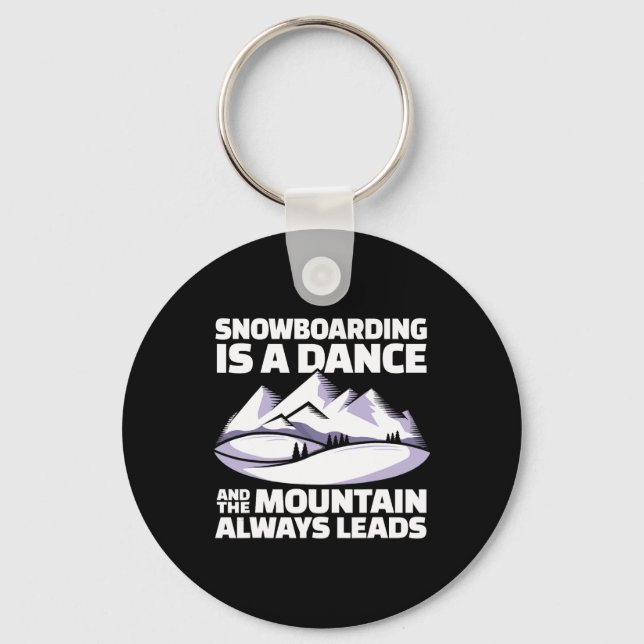 Snowboarding Mountains - Snowboard  Key Ring (Front)