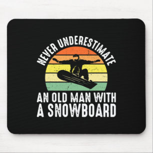 Snowboarding Old Man Retired Snowboarder Hob  Mouse Pad