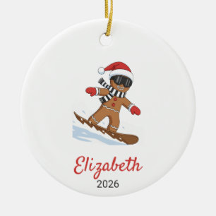 Snowboarding Ornament, Snowboarding For Kids Teens Ceramic Tree Decoration