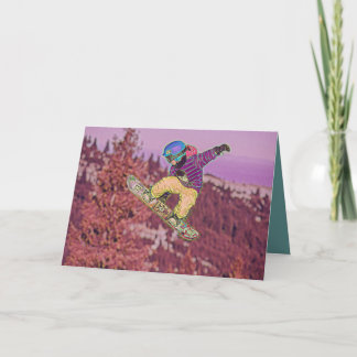 Snowboarding painting card