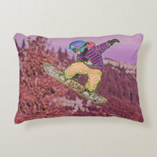 Snowboarding painting decorative cushion