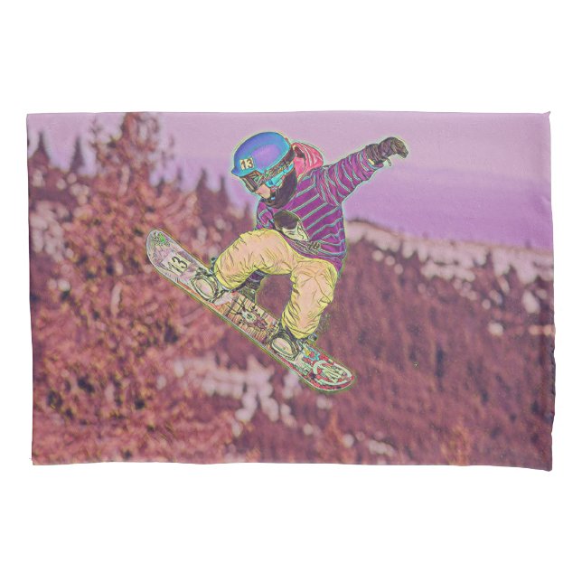 Snowboarding painting pillowcase (Front)