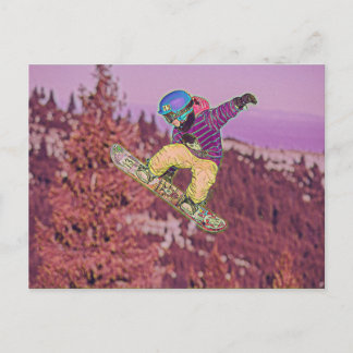 Snowboarding painting postcard