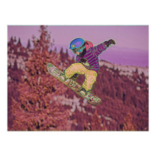 Snowboarding painting poster