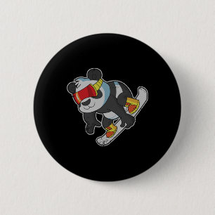 Snowboarding Panda Bear  6 Cm Round Badge