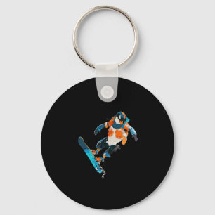 Snowboarding Penguin Winter Sports Fun  Key Ring