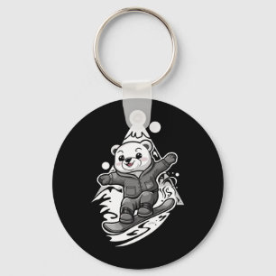 Snowboarding Polar Bear Mountain Snowboard Snowboa Key Ring