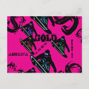 SNOWBOARDING POSTCARD