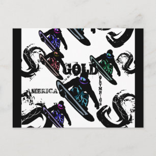 SNOWBOARDING POSTCARD