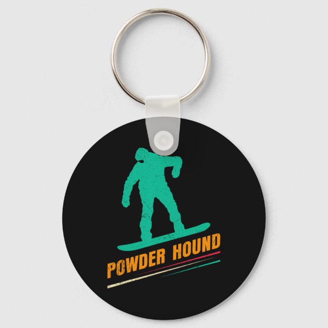 Snowboarding Powder Hound Funny Snowboard Children Key Ring (Front)