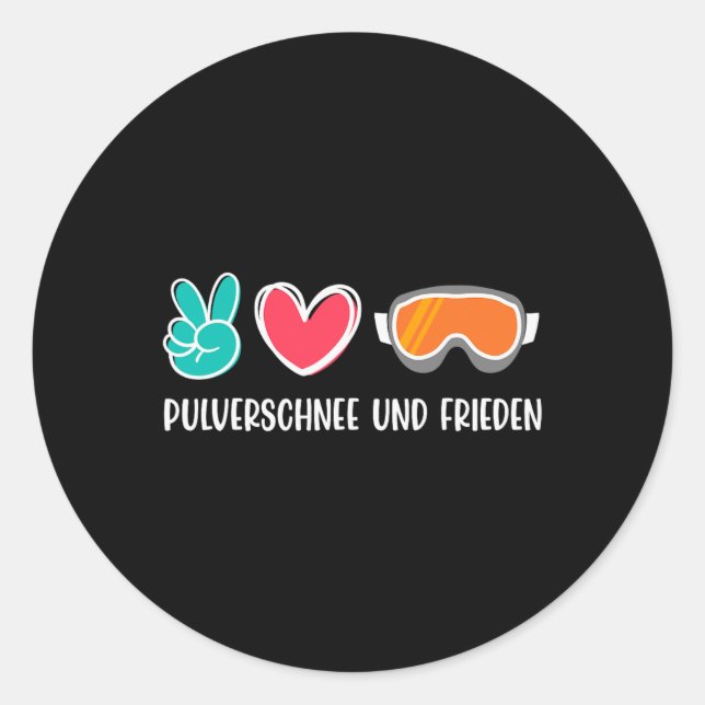 Snowboarding Powder Snow And Peace Funny Snowboard Classic Round Sticker (Front)