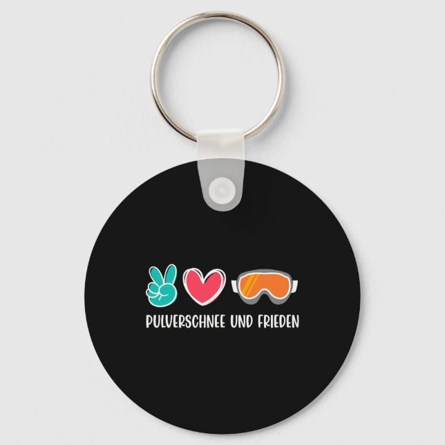 Snowboarding Powder Snow And Peace Funny Snowboard Key Ring (Front)