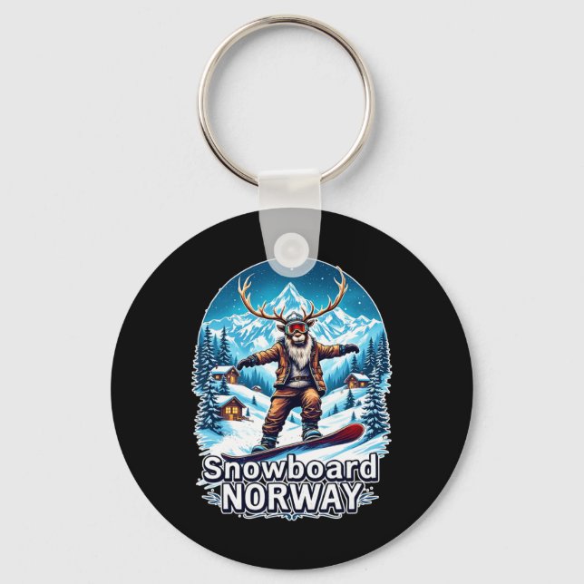 Snowboarding Reindeer Adventure In Norway  Key Ring (Front)