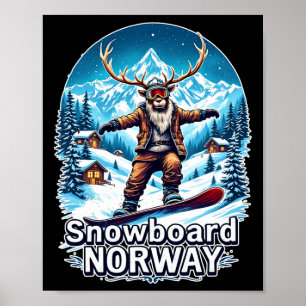Snowboarding Reindeer Adventure In Norway  Poster